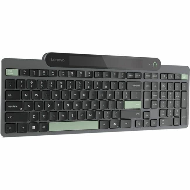 Lenovo - Self-Charging Bluetooth Keyboard-US English - Wireless Connectivity - Bluetooth - 5.1 - 108 Key(s) - Windows 10 - Black