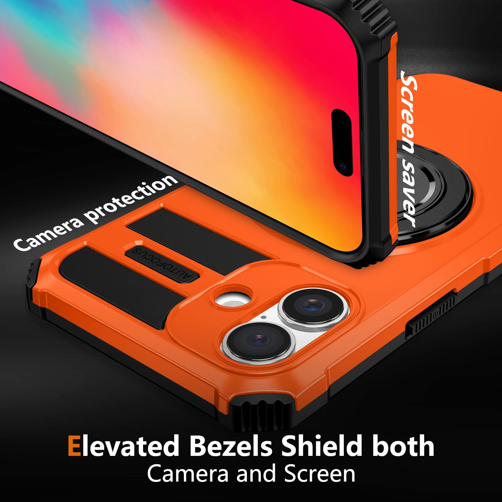 Elevated Bezels Shield both Camera and Screen

Camera protection

Screen saver