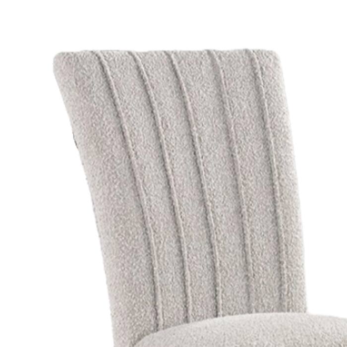 Alt View 2. Manhattan Lane - Reo Dining Side Chair Set of 2, Vertical Tufted Gray Boucle - Gray, Black.