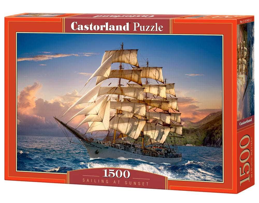 Castorland - 1500 Piece Jigsaw Puzzles, Sailing at Sunset, Sailing Ship Puzzle, Ocean Puzzle, Adult Puzzles, C-151431-2 - Red