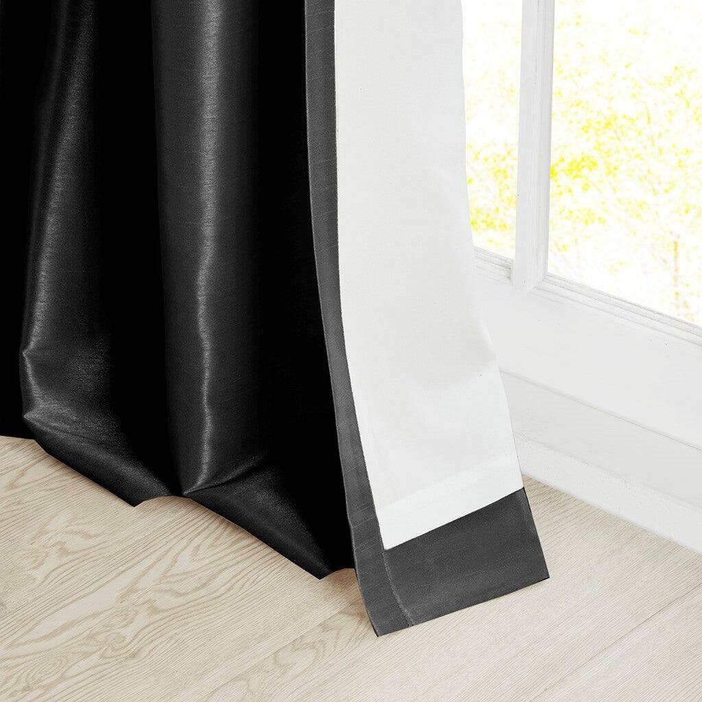 Left. BreeBe - Twist Tab Lined Window Curtain Panel Black 50x84' - Black.