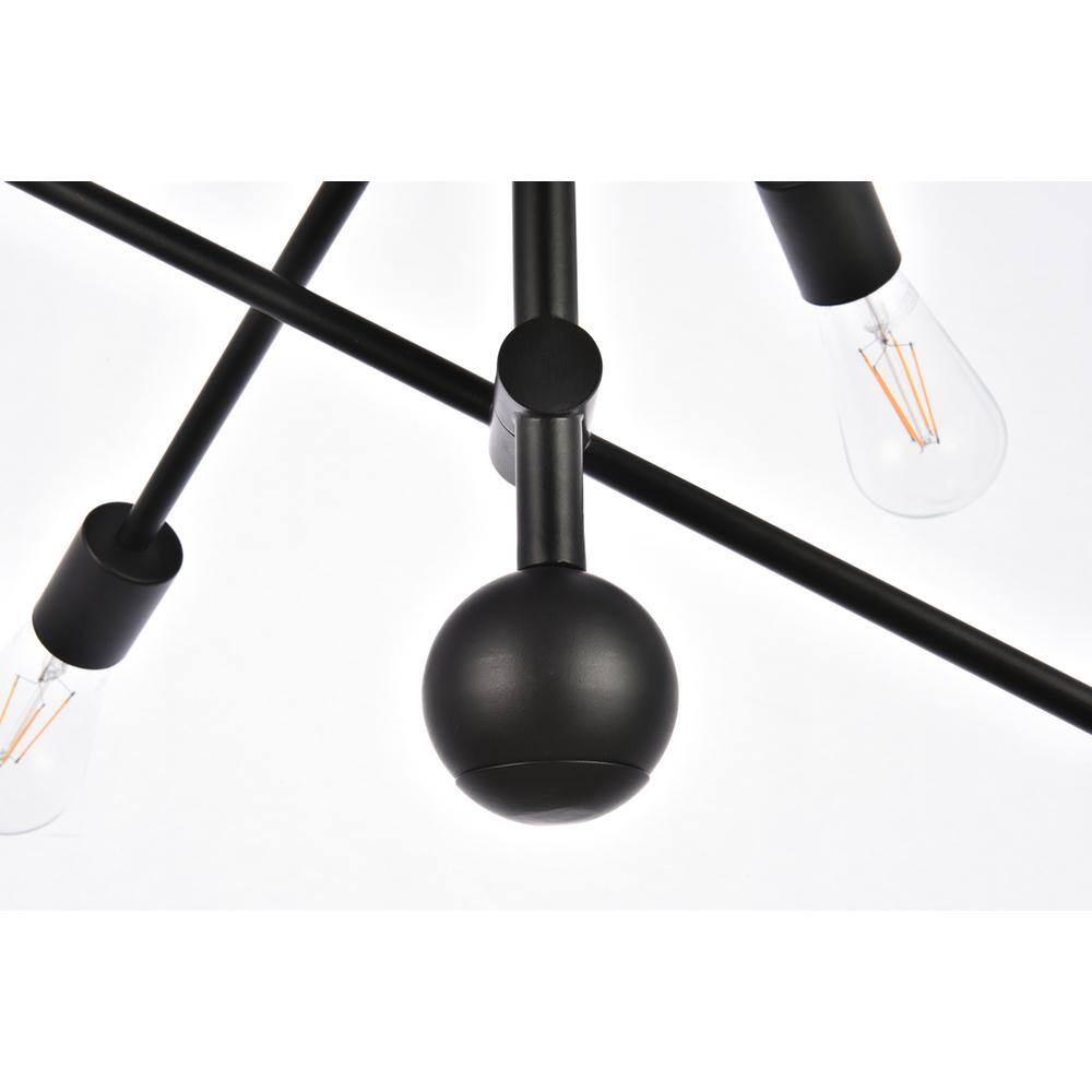 Alt View 2. Living District - Axel 6 lights black pendant with chain - Black.