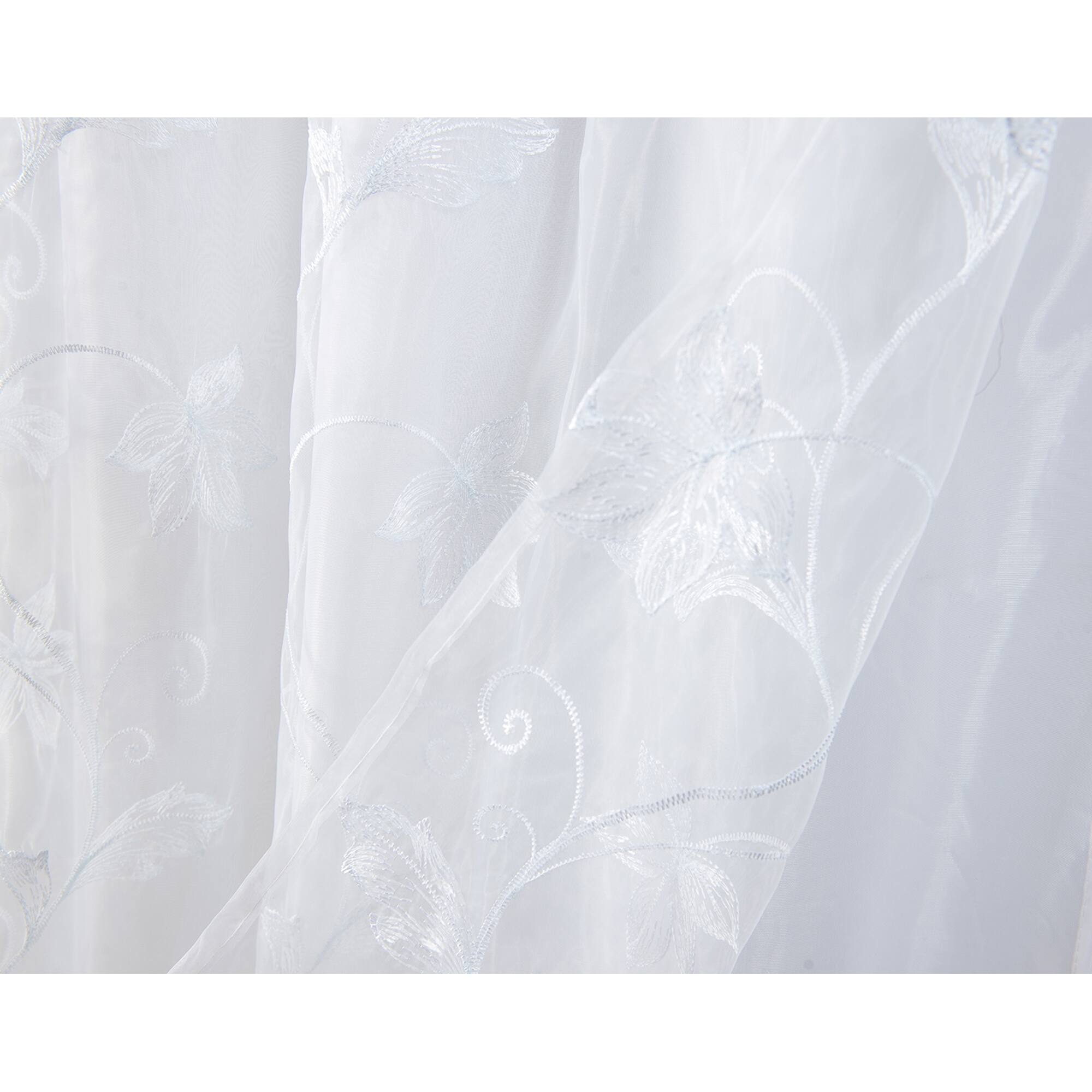 Left. RT Designers Collection - RT Designers Collection Pia Embroidered Panel With Double Valance 54'' x 90'' White - White.