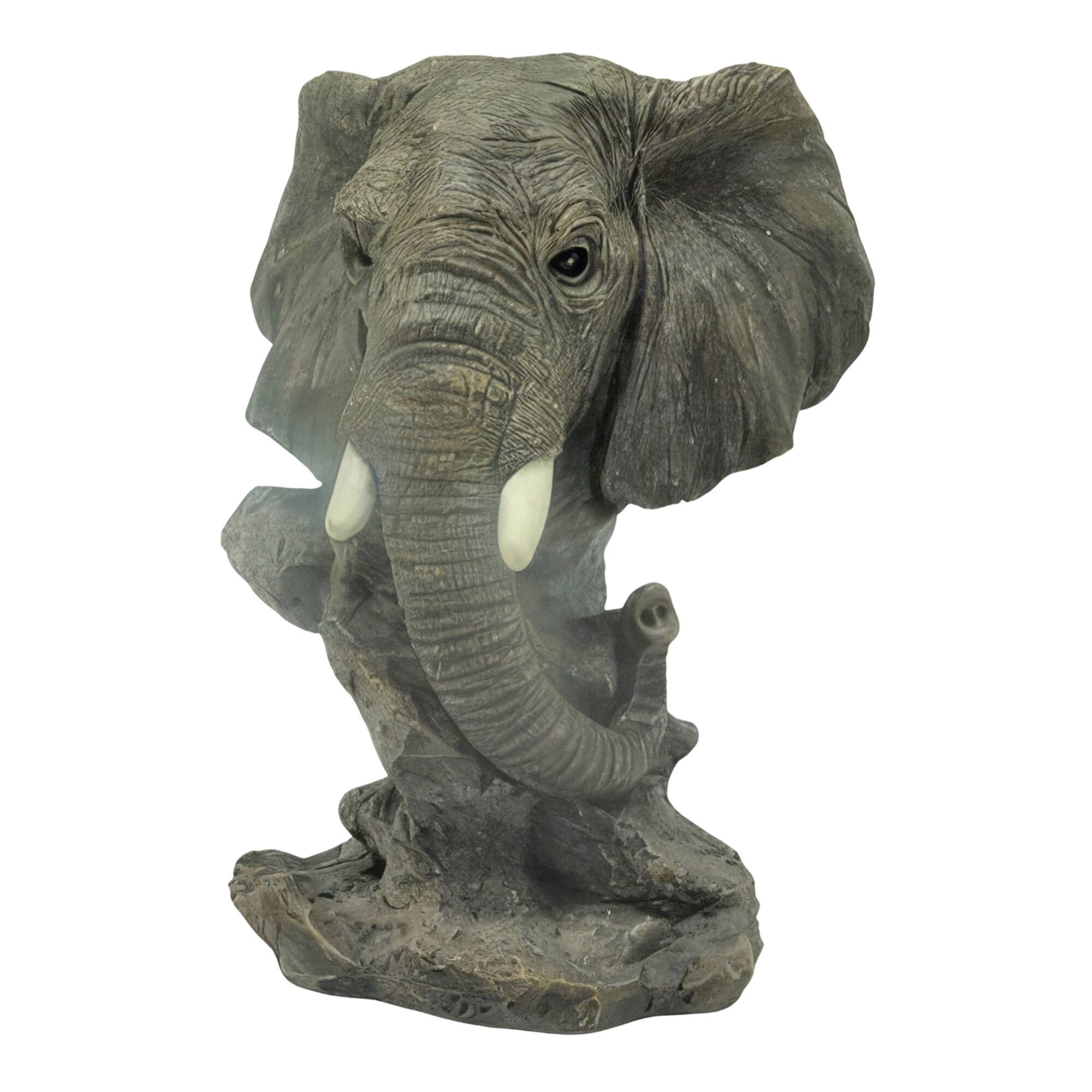 Front. FC Design - FC Design 5.25"H Elephant Bust Figurine Statue Office Desk Tabletop Home Decor Gift - Multi-Color.