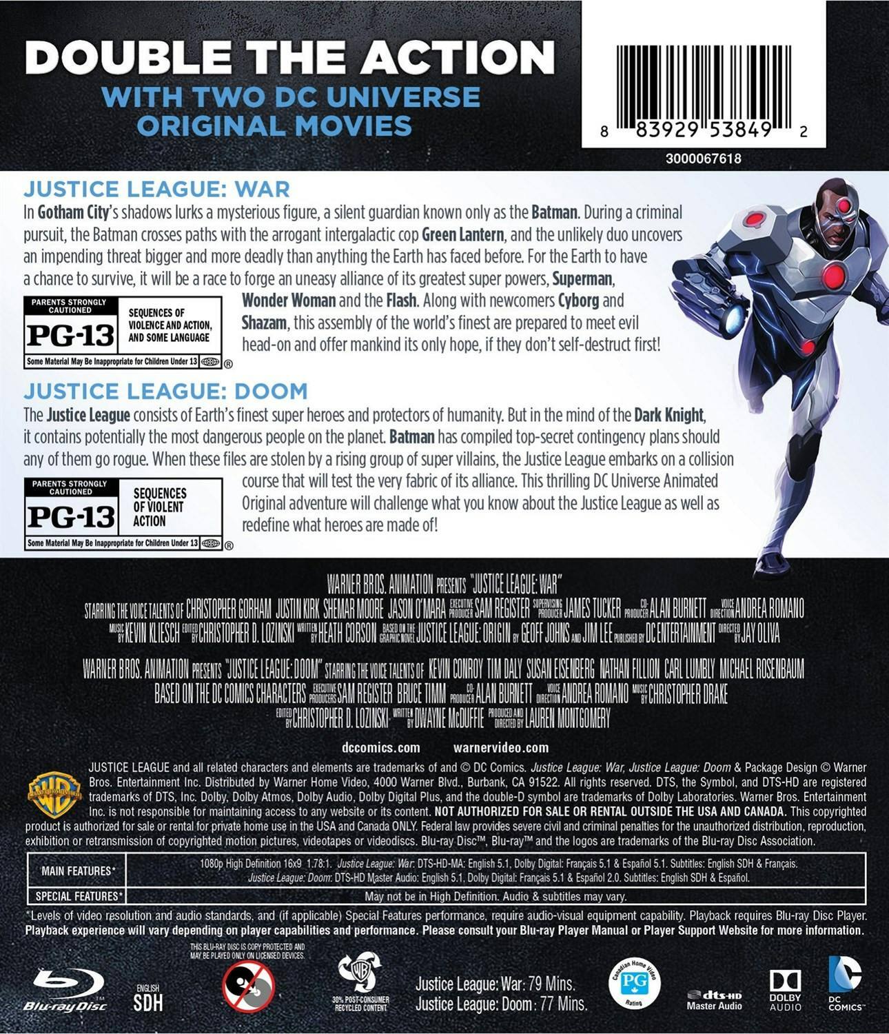 Back. DCU: Justice League: Doom/DCU: Justice League: War (Blu-ray Double Feature) [Blu-ray].
