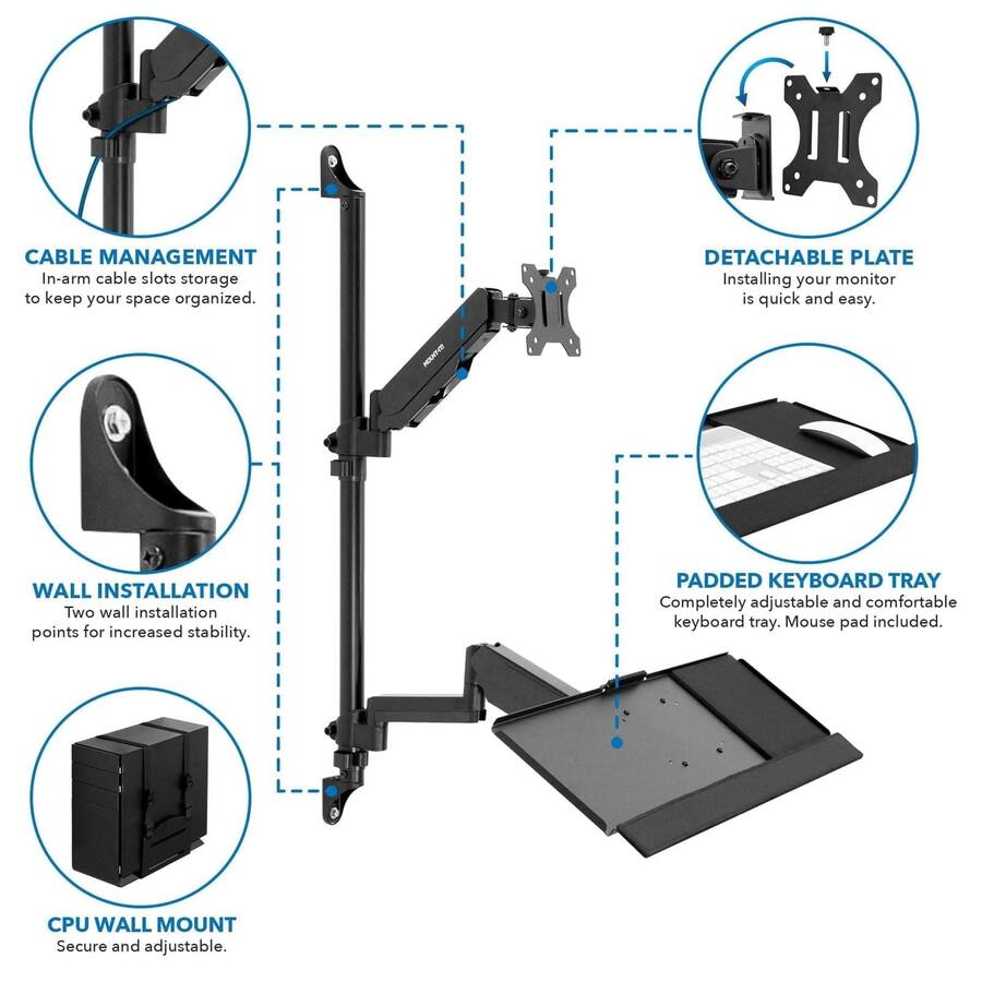 Mount It! Wall‑Mounted Monitor Workstation with Adjustable Height ...