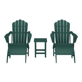 WestinTrends - Highland 5-Piece Adirondack Chair with Folding Ottoman and Table Set - Dark Green