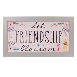 Disney - Winnie The Pooh "Let Frendship Blossom" 10 x 18 Inch Framed MDF Wall Art - Pink
