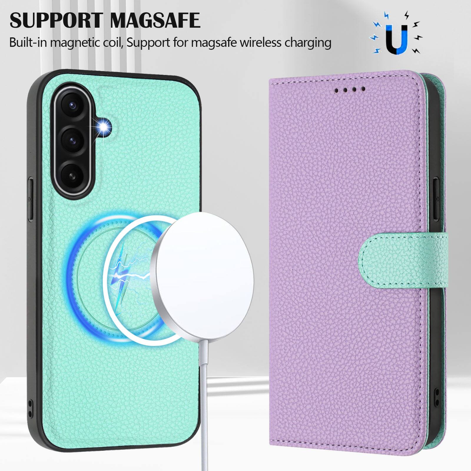 SUPPORT MAGSAFE  
Built-in magnetic coil, Support for magsafe wireless charging