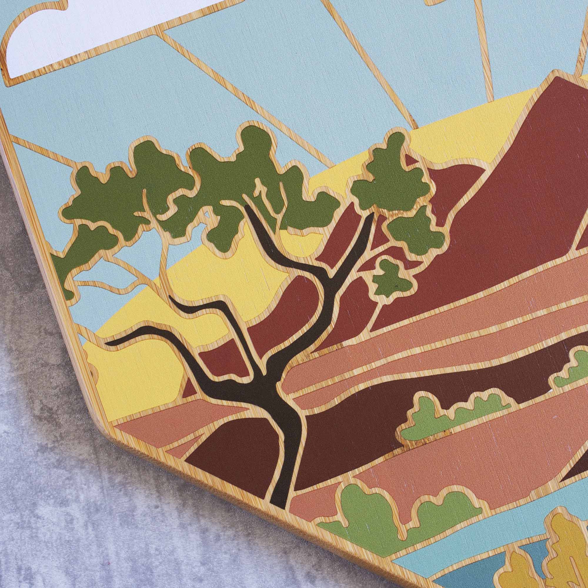 Alt View 2. Totally Bamboo - Nevada Cutting Board with Artwork by Summer Stokes.