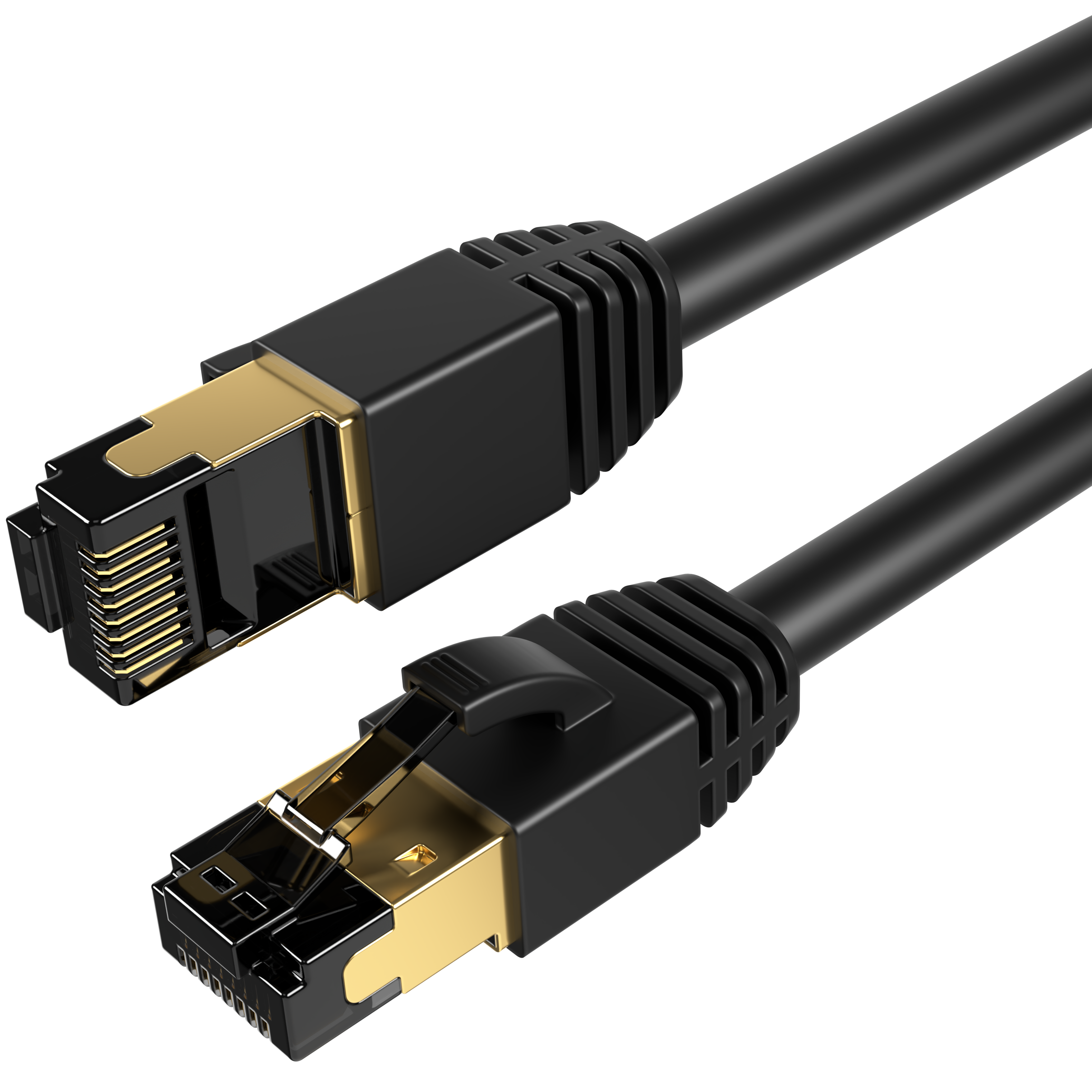 Left. Cables Direct Online - Cat8 Ethernet Cable 15F, 40Gbps High-Speed RJ45 Shielded Copper Cord for Router, PC & Gaming - Black.
