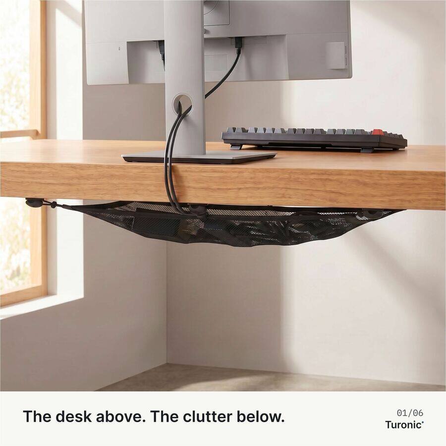 The desk above. The clutter below.  
01/06  
Turonic