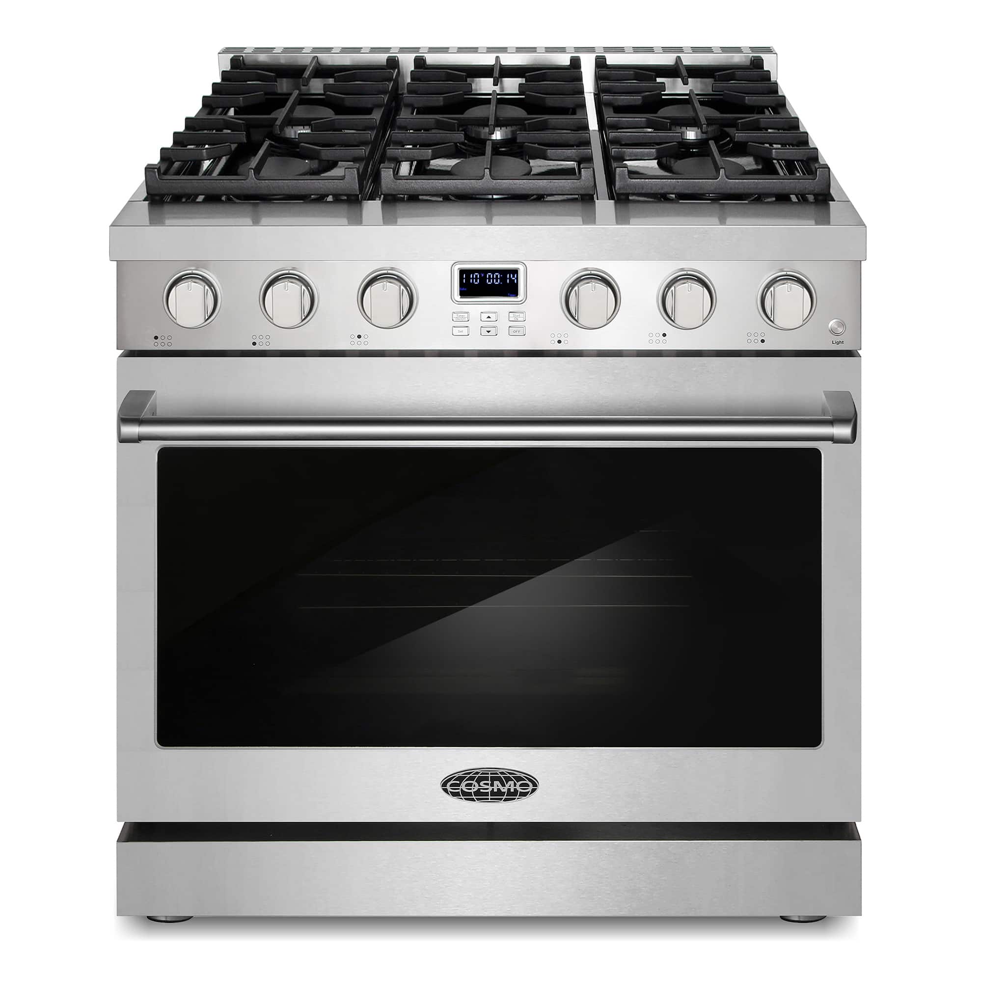 COSMO - COS-GRC366KB 36 in. Lumin Collection 6.0 cu. ft. Gas Range with 6 Sealed Burners and Convection Oven - Stainless Steel