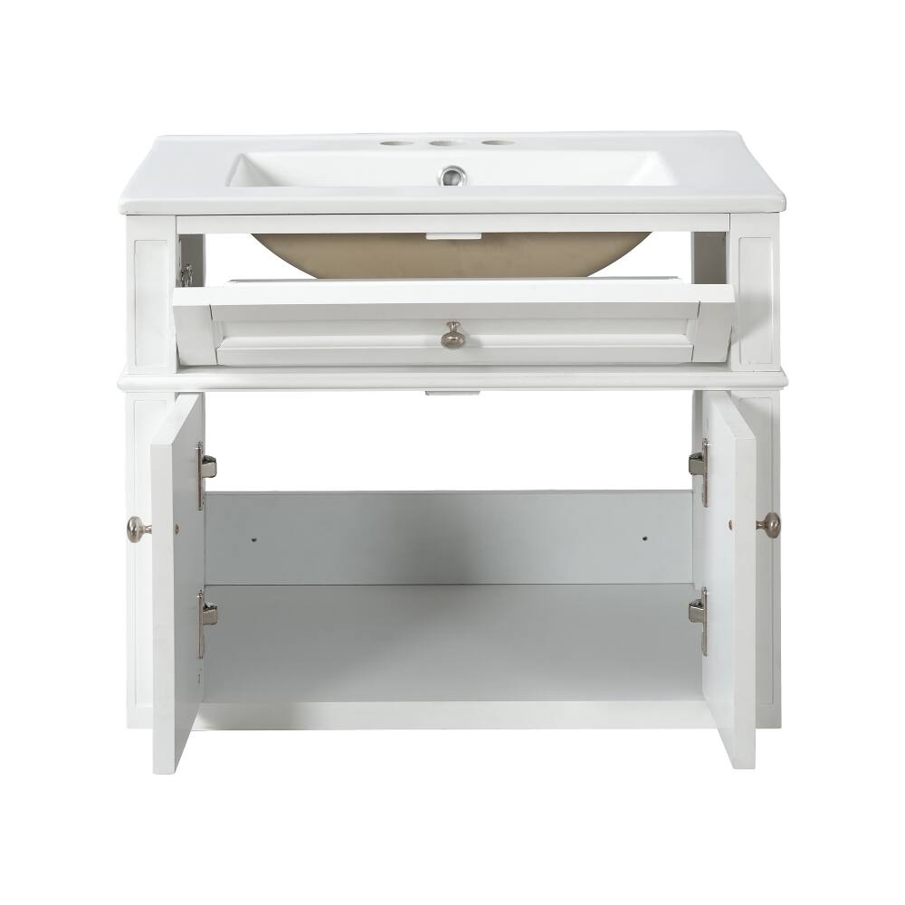 Alt View 6. Loheer - Loheer 24 inch Wall Mounted Bathroom Vanity White Floating Vanity with Sink 2 Door - White.