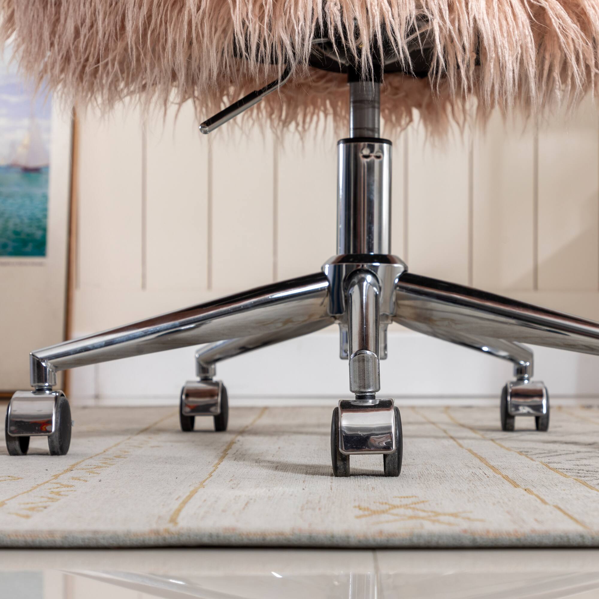 Alt View 5. APRILSOUL - Faux Fur Office Chair Fluffy Makeup Vanity Chair Girls - Pink.