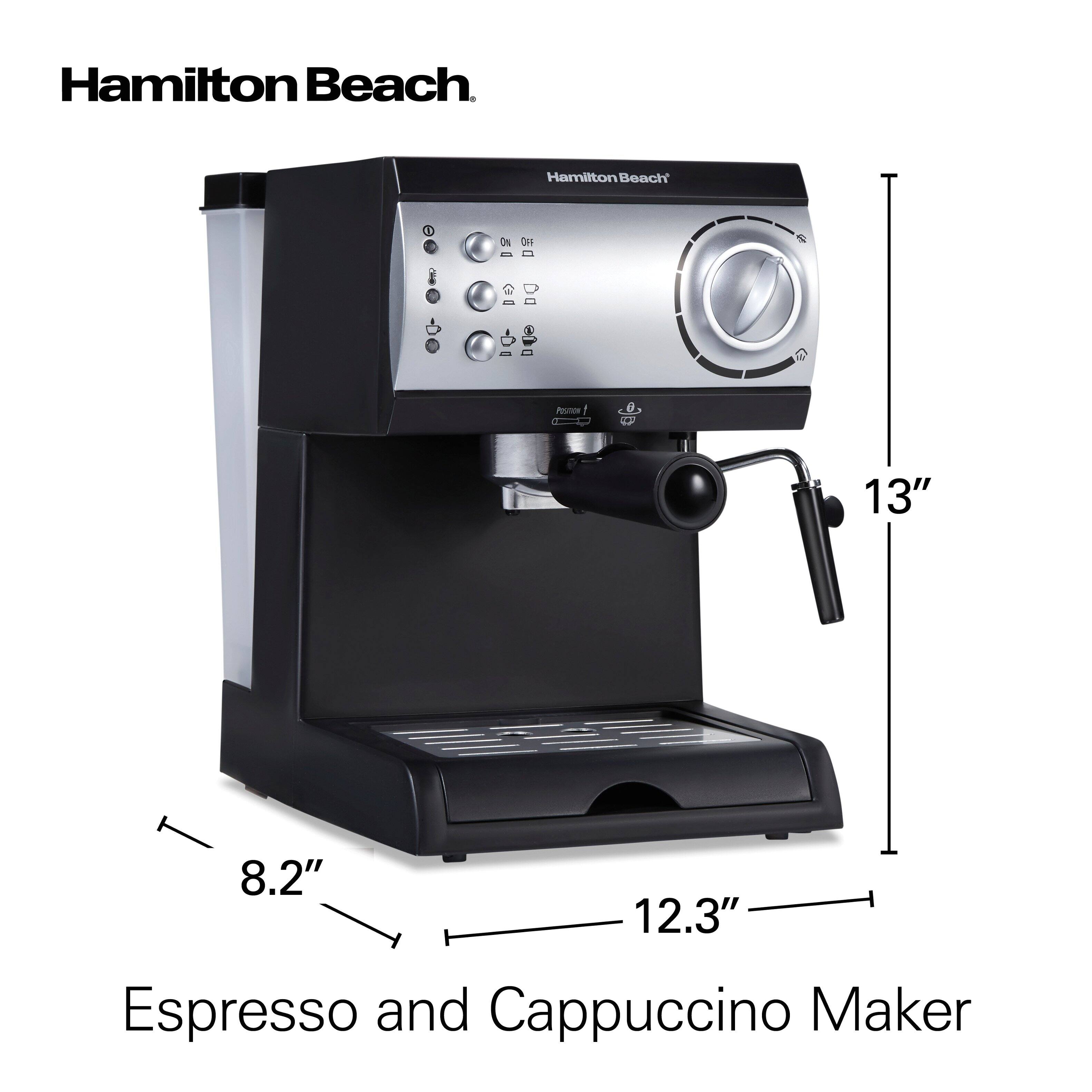 Hamilton Beach

Espresso and Cappuccino Maker

13"  
8.2"  
12.3"