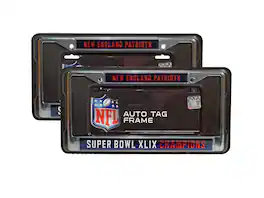 Rico Industries - New England Football Patriots Super Bowl XLIX Chrome Laser Cut License Plate Frame - Set of 2 Frames - Multi