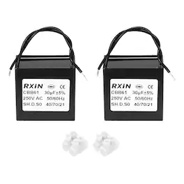 Unique Bargains - 2pcs 30uF CBB61 Capacitor, AC 250V 2-Wire for Ceiling Fan, Motor Generator, Blower, Exhaust Fan - Black