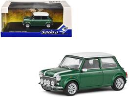 1994 Mini Cooper Sport British Racing Top and Stripes 1/43 Diecast Model Car by Solido - Green with White