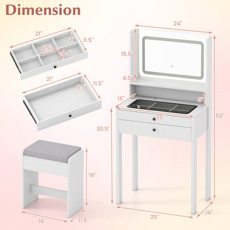 Dimension  
24"  
21" 6.5"  
2 5.5"  
11.5"  
15.5"  
21"  
11.5" 2.5"  
4.5"  
15"  
5"  
25"  
52"  
30.5"  
19"  
16"  
11.5"  
25"  
16"
