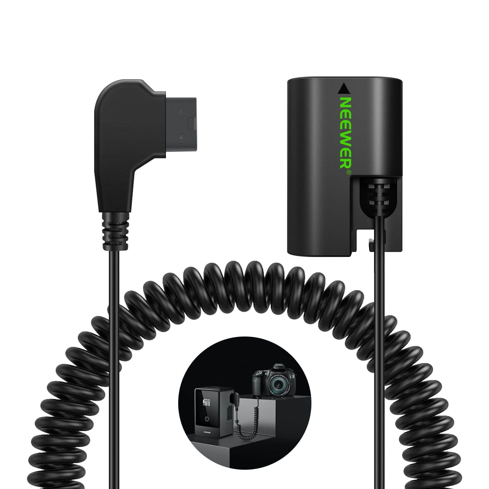 Neewer - D-Tap to LP-E6NH Dummy Battery for Canon, V-Mount Power, VP-LPE6NH - Black