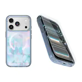 OtterBox - iPhone 17 Pro (Only) Bundle: Symmetry Series+ Case & Screen Protector - Snaps to MagSafe - Ultra-Sleek - Opal Prism (Clear/Multicolor)