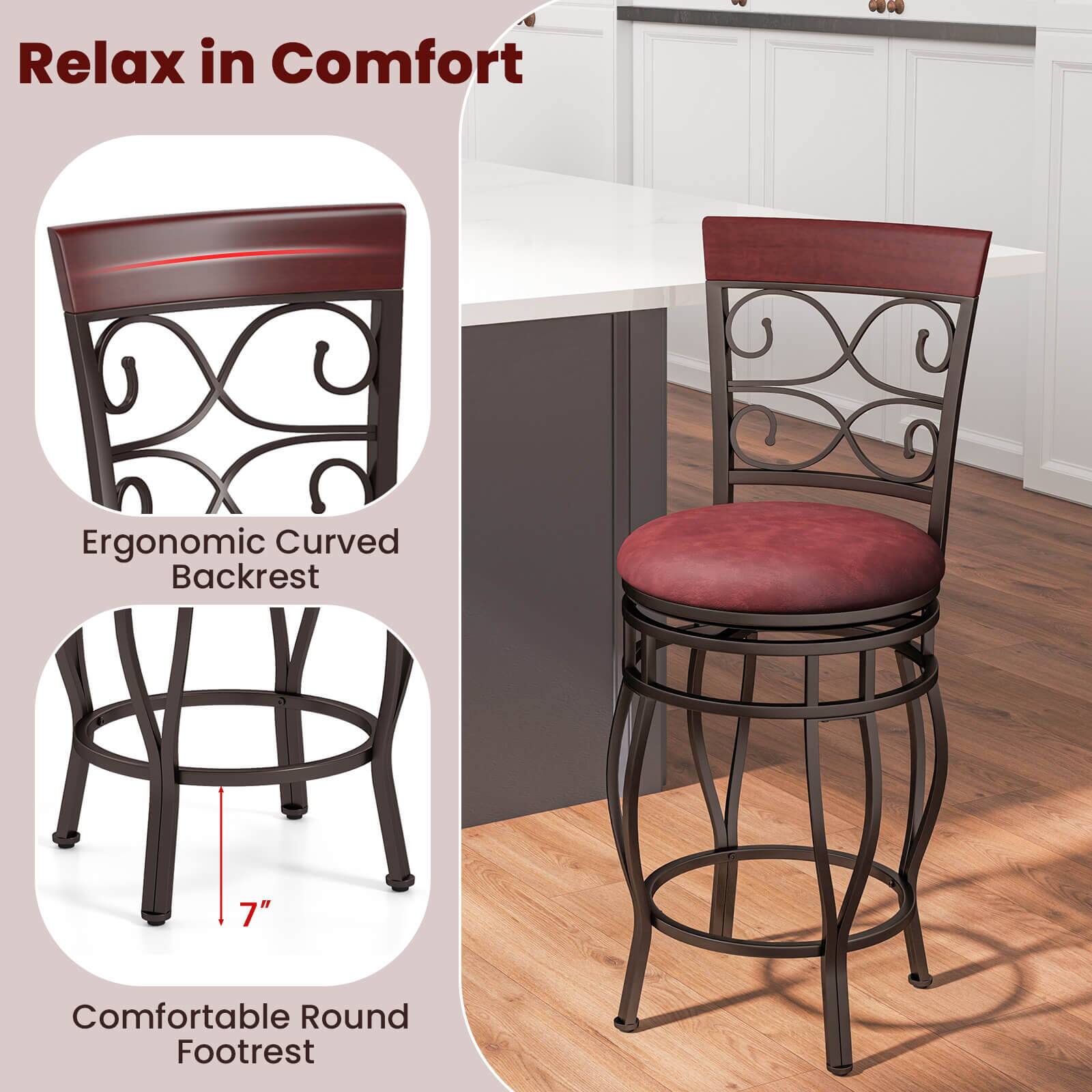 Relax in Comfort Ergonomic Curved Backrest 7" Comfortable Round Footrest