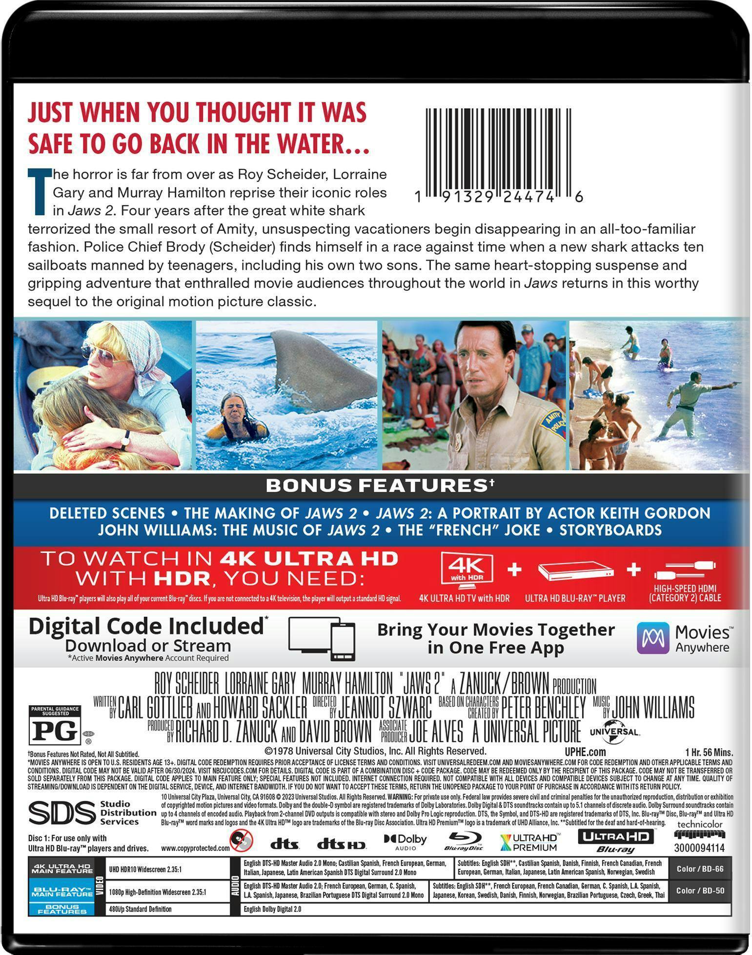 Back. Jaws 2   - 4K Blu-Ray.