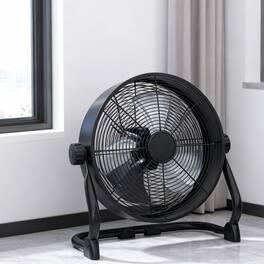 Vaczon - 12" Rechargeable Desk Fan with 12000mAh Battery, 9-Speed Portable Fan, Adapter Included, Low Noise for Home & Office - Black