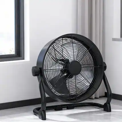 Front. Vaczon - 12" Rechargeable Desk Fan with 12000mAh Battery, 9-Speed Portable Fan, Adapter Included, Low Noise for Home & Office - Black.