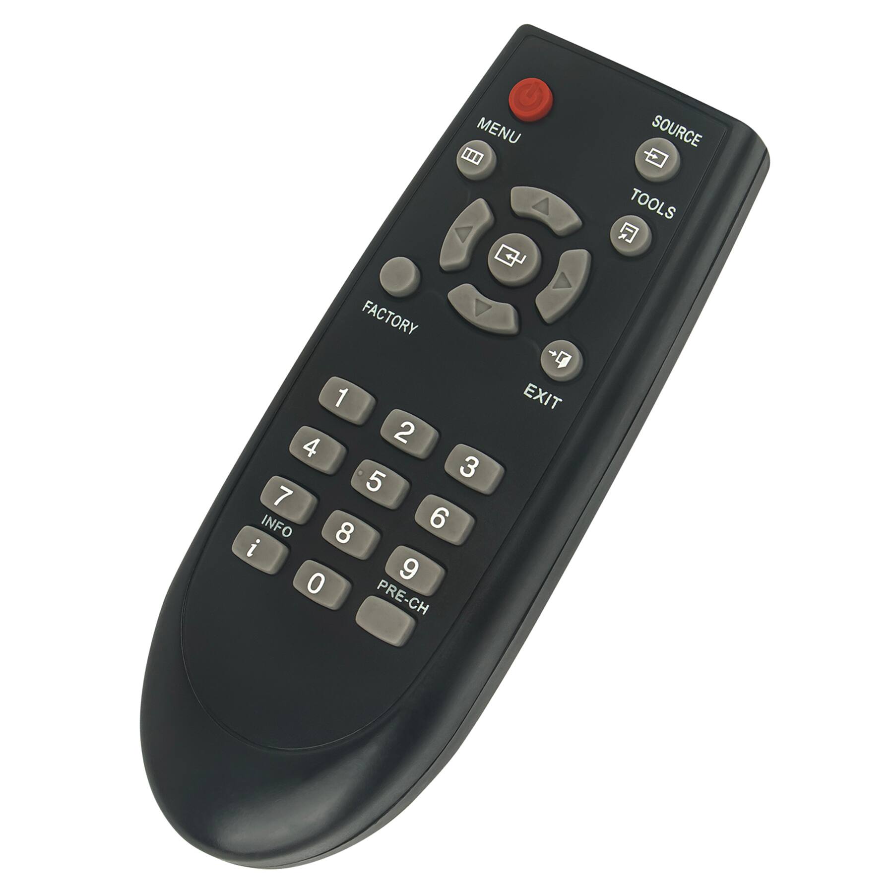 MENU SOURCE TOOLS FACTORY EXIT  
1 2 3 4 5 6 7 8 9 0  
INFO PRE-CH