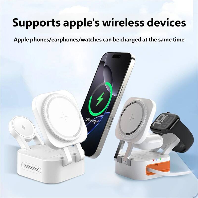 Supports apple's wireless devices  
Apple phones/earphones/watches can be charged at the same time  
75% charged