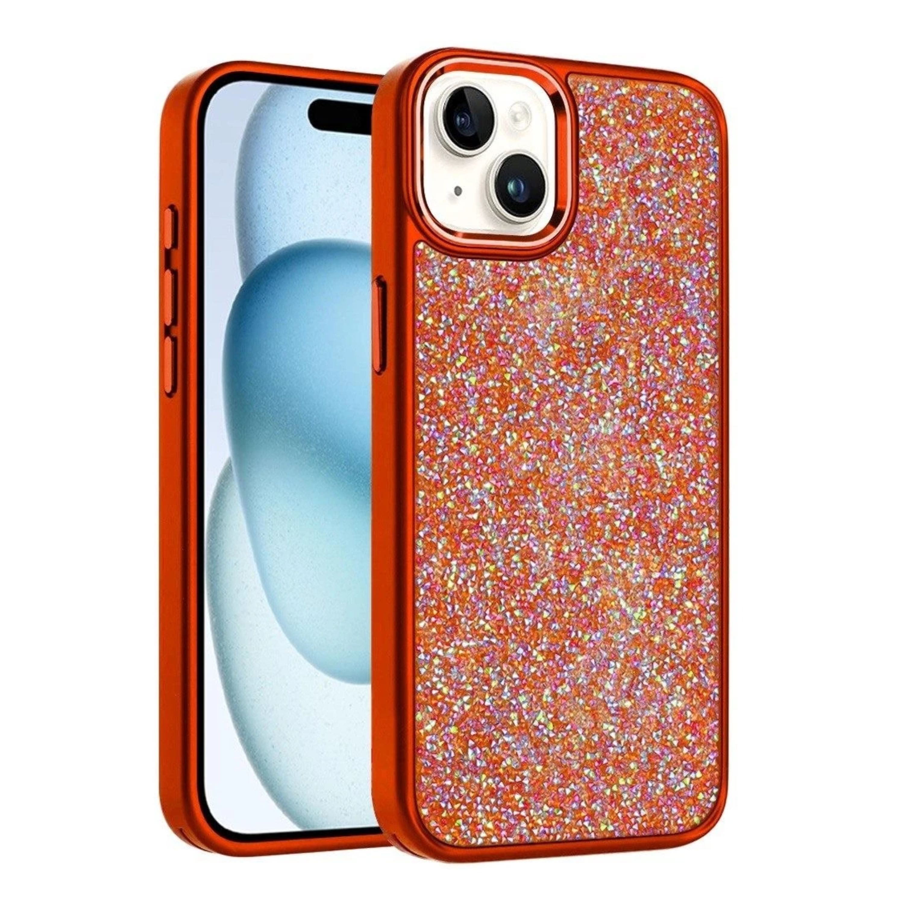 Kitcheniva - Full Crystal Metallic Buttons Phone Case With 2 Pcs Tempered Glass For iPhone 15 Plus - Cosmic Orange price history on PriceWatchPro