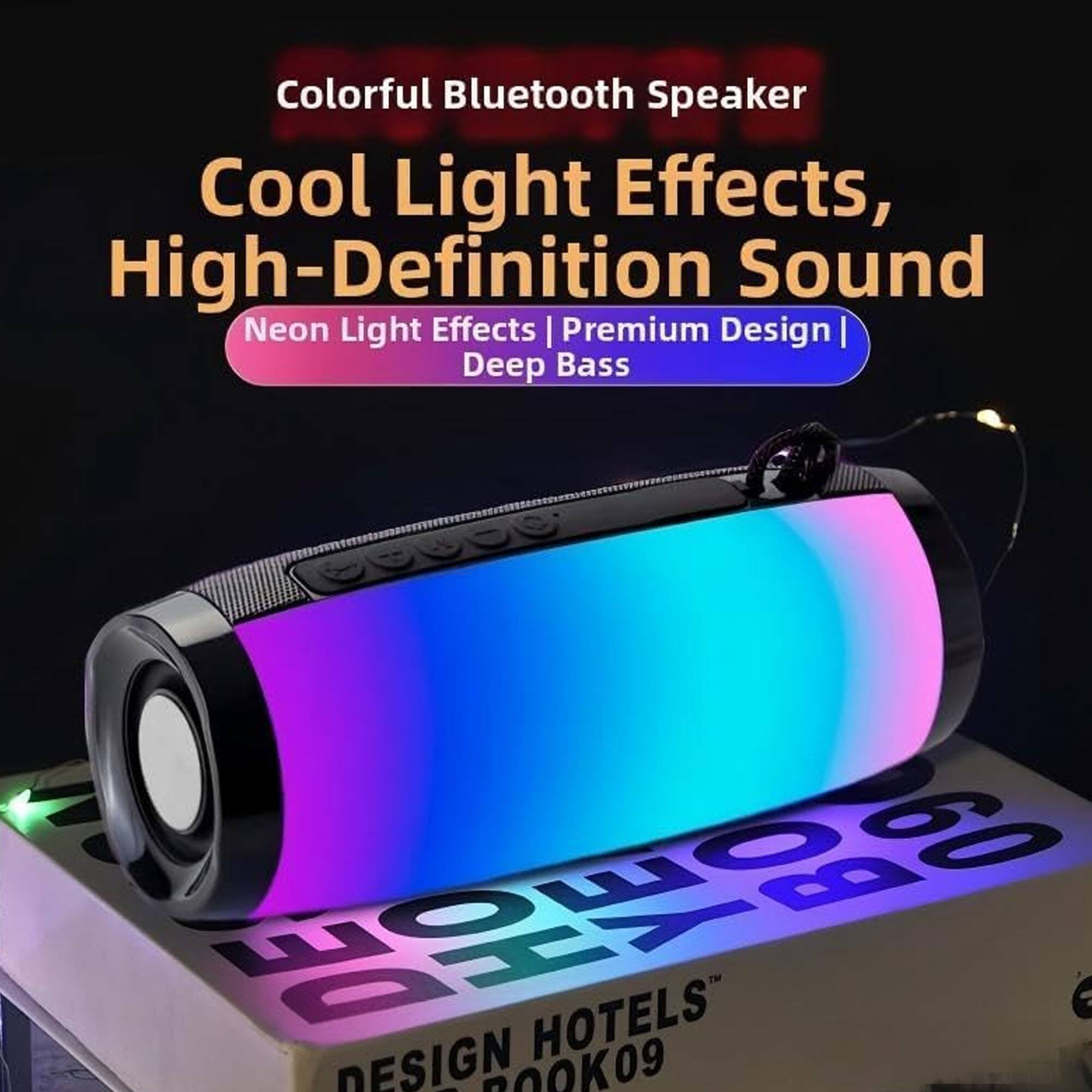 Colorful Bluetooth Speaker  
Cool Light Effects, High-Definition Sound  
Neon Light Effects | Premium Design | Deep Bass  

HOTELS DESIGN - BOOK09