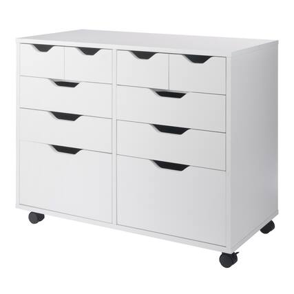 Front. Winsome Wood - Halifax Bins & Drawers Multi-Storage Wide Mobile Cabinet - White.