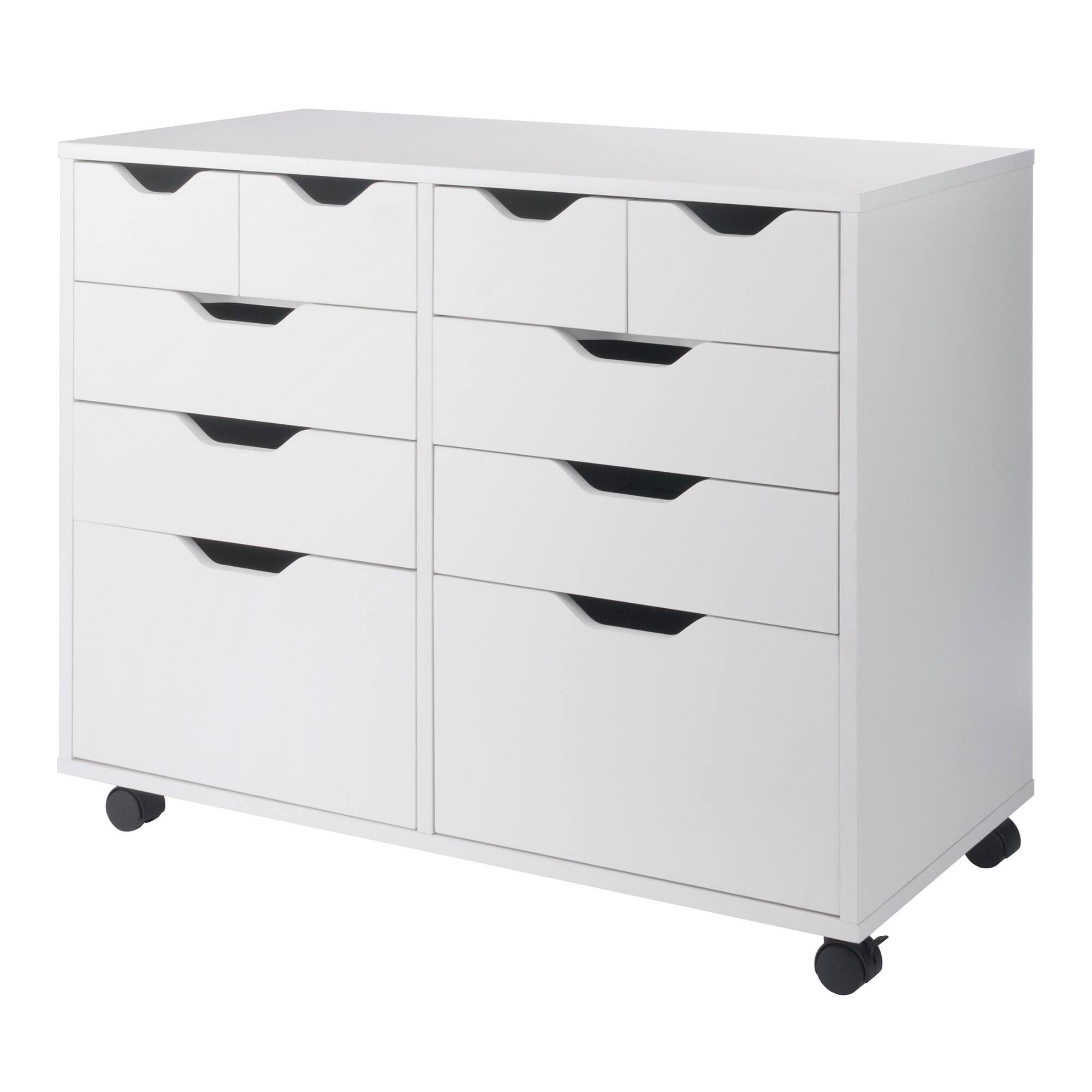 Front. Winsome Wood - Halifax Bins & Drawers Multi-Storage Wide Mobile Cabinet - White.