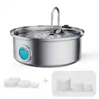 Front. Oneisall - 7L 230oz Stainless Steel Dog Water Fountain Quiet Automatic Pet Fountain Multi-Filtration with Water Window 1 1 Filters - Stainless Steel.