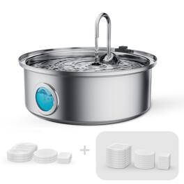 Oneisall - 7L 230oz Dog Water Fountain Quiet Automatic Pet Fountain Multi-Filtration with Water Window 1 1 Filters - Stainless Steel