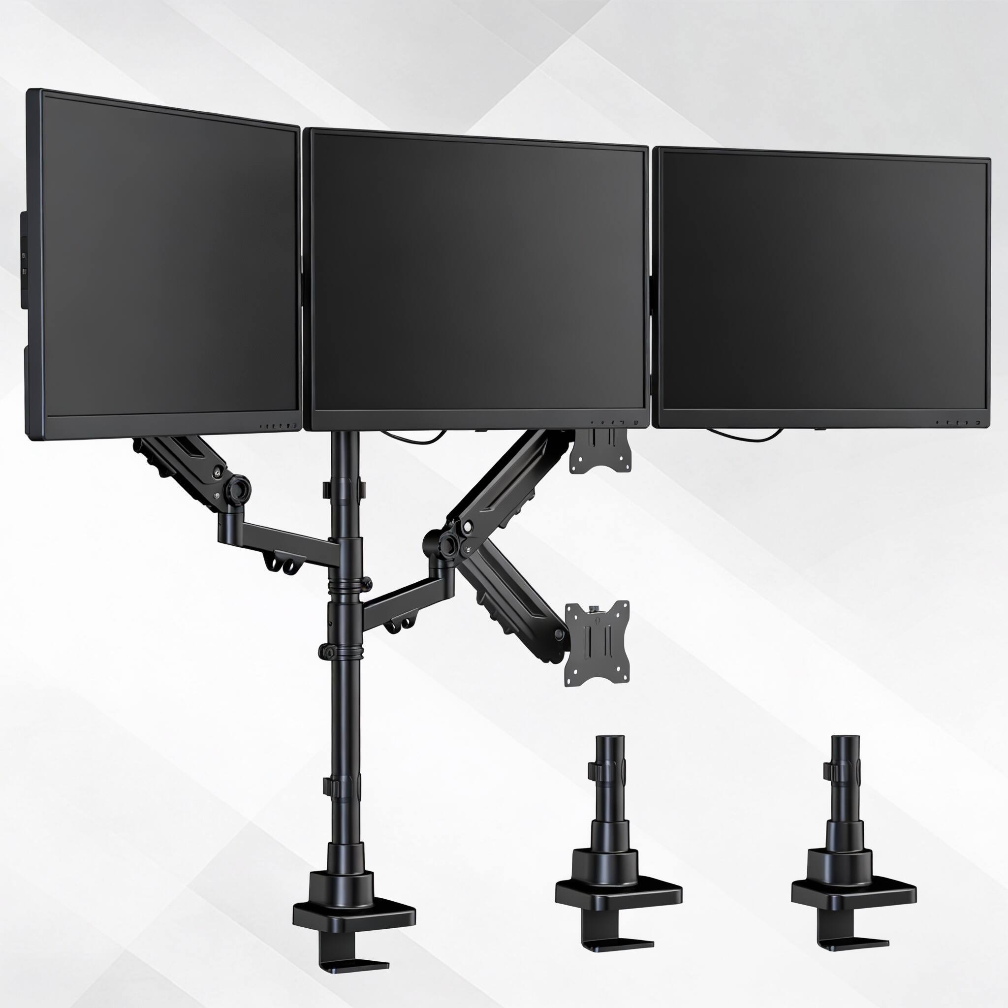 Alt View 2. Frangdom - Triple 35" Monitor Mount 12kg Gas Spring VESA 75/100 Black - BLACK.