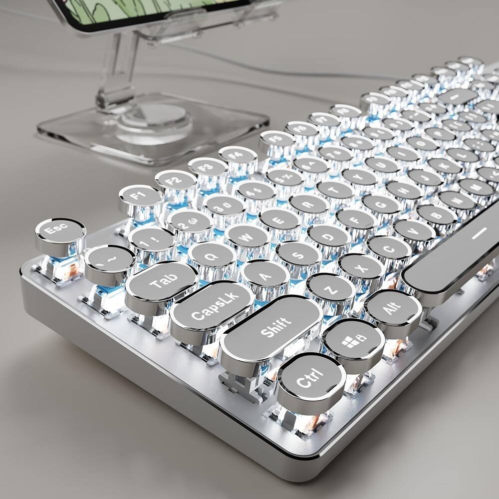 MOSZAR LLC - Typewriter Style Wired Mechanical Keyboard - White