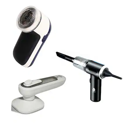 Front. Pursonic - Home & Travel Essentials: 2-in-1 Mini Vacuum, Lint Remover & Portable Iron.