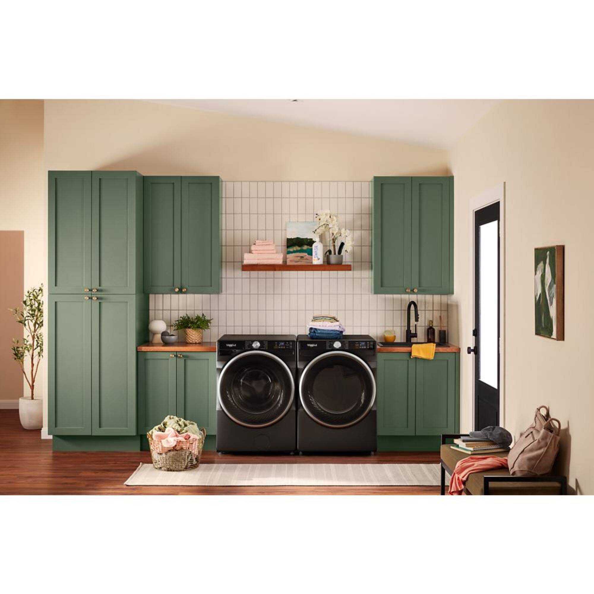 Alt View 18. Whirlpool - 7.4 Cu. Ft. Stackable Smart Electric Dryer with Steam and Wrinkle Shield Option - Volcano Black.