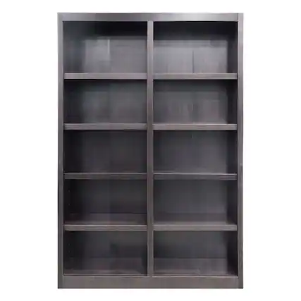 Front. Concepts in Wood - Double Wide Bookcase 10 Shelves Espresso Finish - Brown.