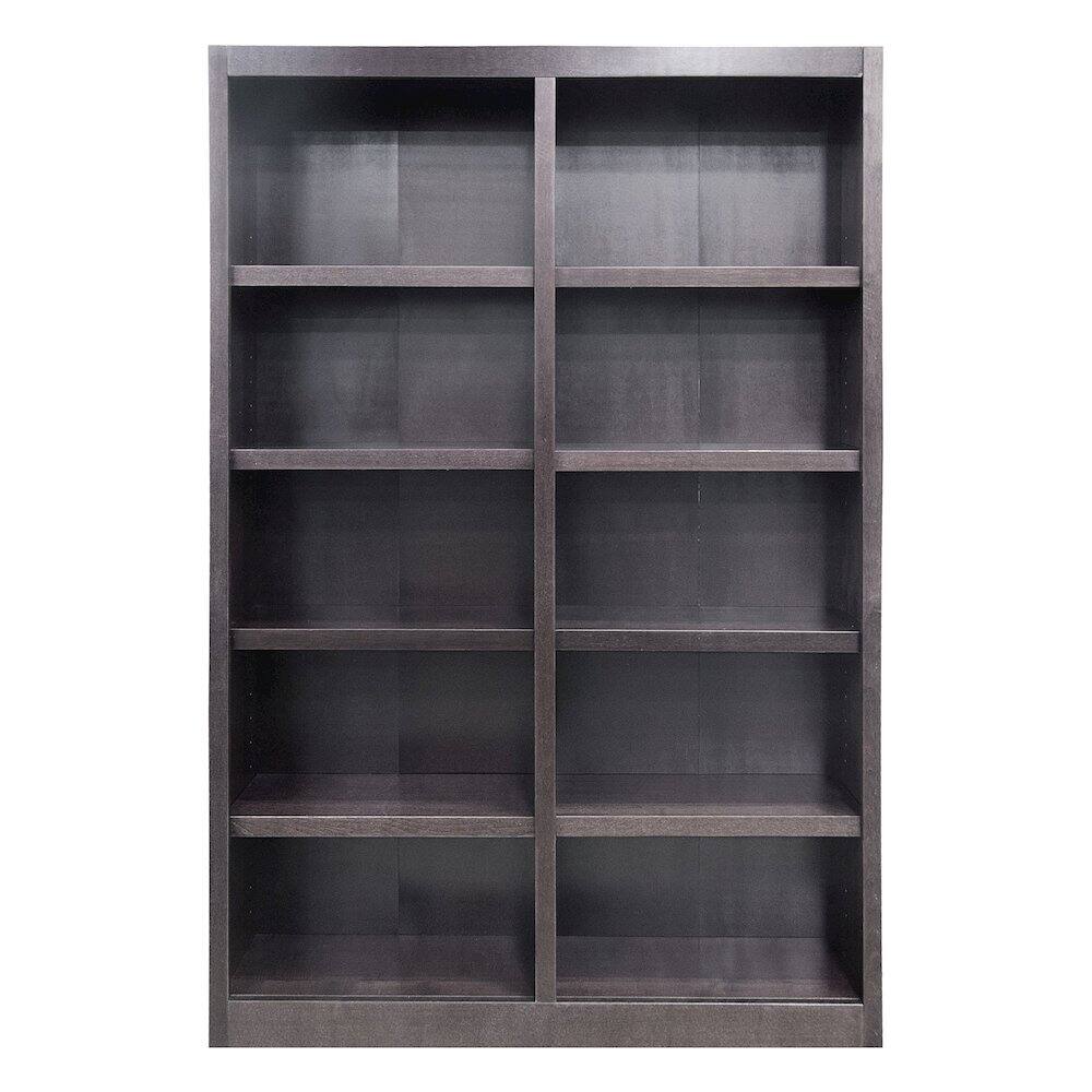 Front. Concepts in Wood - Double Wide Bookcase 10 Shelves Espresso Finish - Brown.