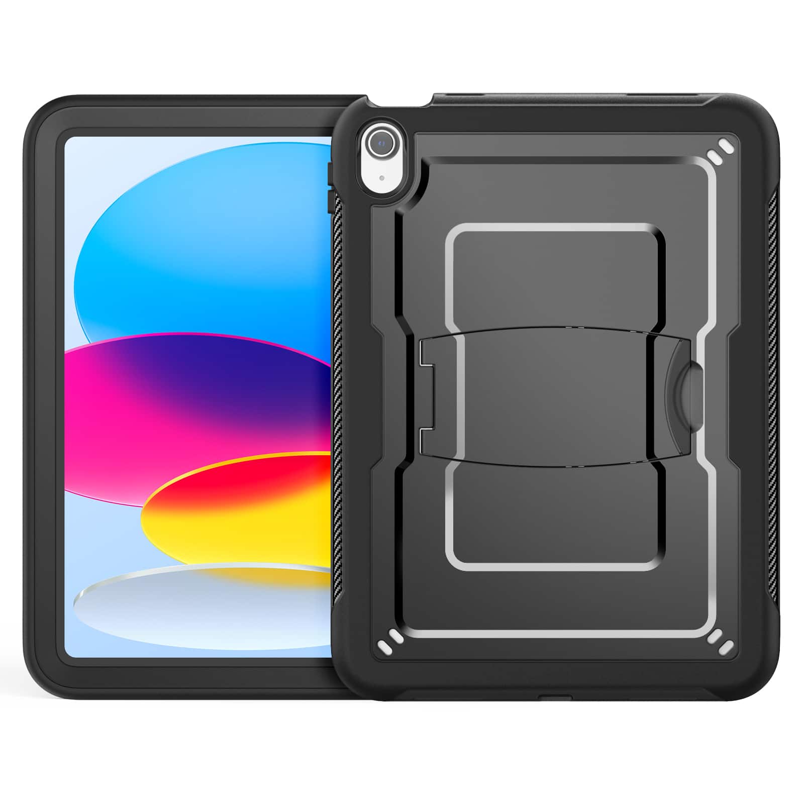 Dteck - Rugged Case for iPad A16 11th Gen 2025 / iPad 10th Gen 10.9" 2022, Heavy Duty Shockproof Cover with Kickstand - Black