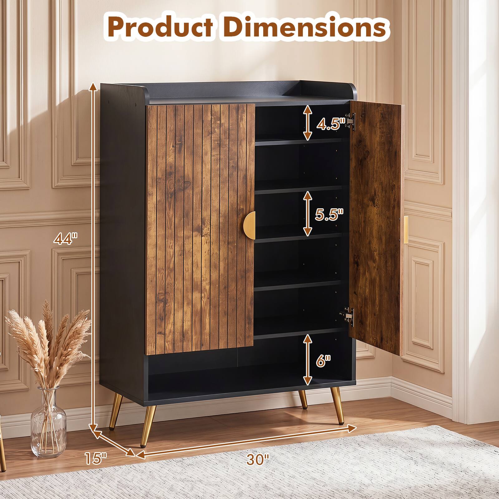 Product Dimensions: 4.5" x 44" x 5.5" x 6" x 15" x 30"