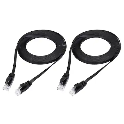 Front. Unique Bargains - 2pcs Cat 6 Ethernet Cable 32AWG 250MHz Flat High Speed RJ45 Network Patch Cord - Black.