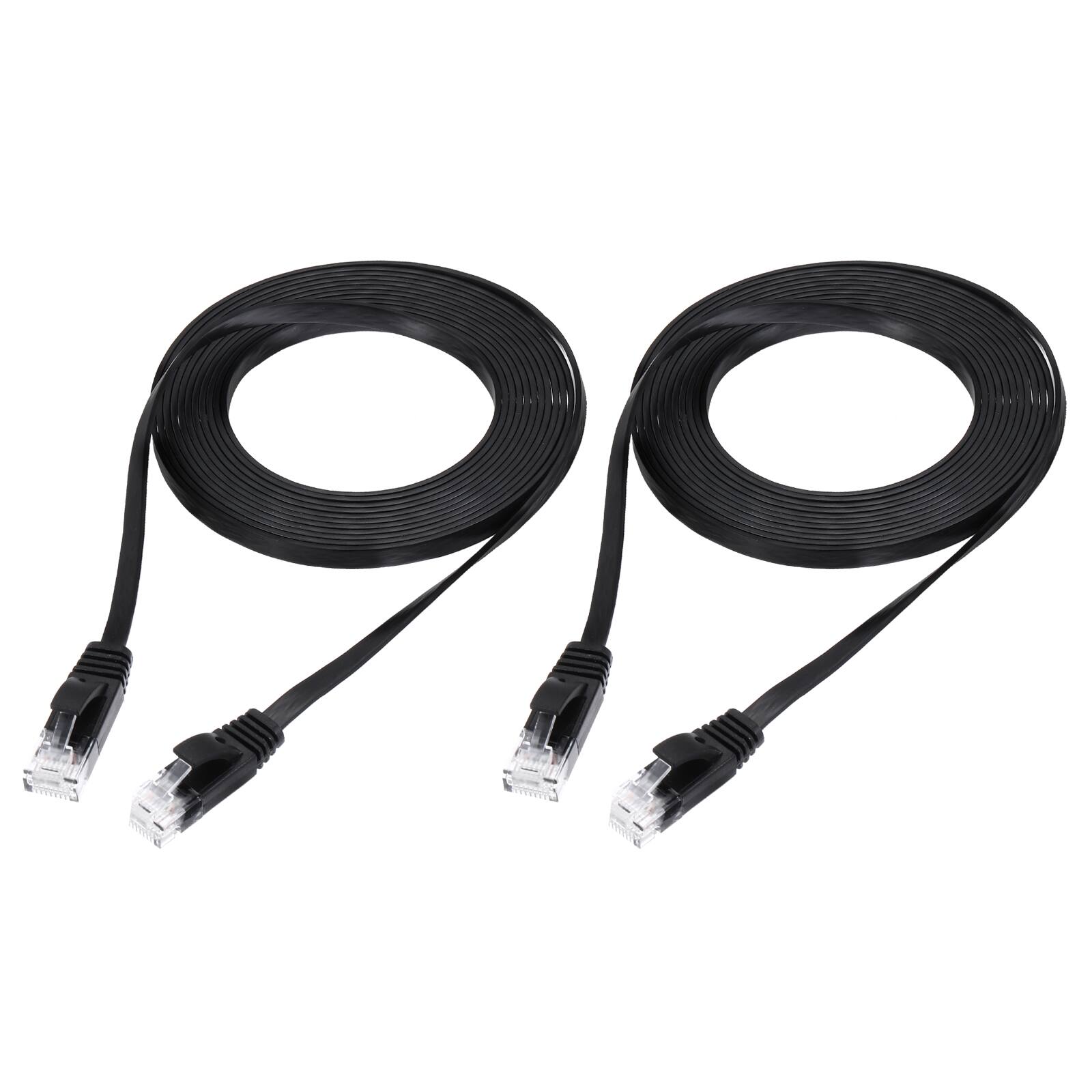 Front. Unique Bargains - 2pcs Cat 6 Ethernet Cable 32AWG 250MHz Flat High Speed RJ45 Network Patch Cord - Black.