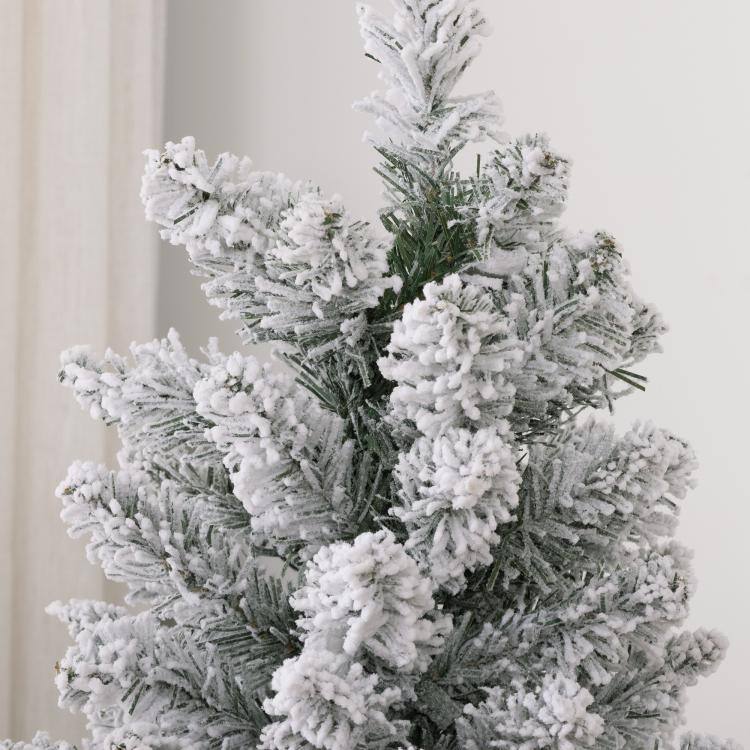 Alt View 9. PULUZ - 5ft Artificial Christmas Tree, Snow Flocked Branches, Metal Base, Pencil Xmas Tree - Green.