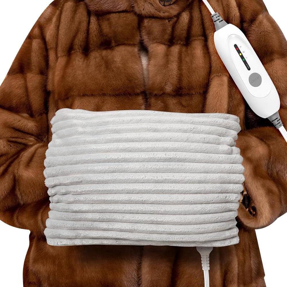 MOSZAR LLC - Electric Hand Warmer, Soft Flannel Gloves, Double-Sided Heating, 3 Heat Levels, Auto Off, Light Gray